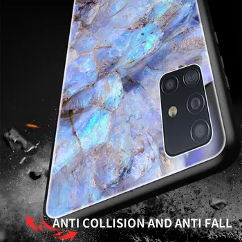 Prabangaus Marmuro Grūdintas Stiklas Case for Samsung Galaxy A50 A51 A52 A71 A70 A72 A91 A81 A40 A41 A31 A21s Padengti Telefono Coque Shell