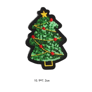 Prabangus Blizgučiai kalėdų eglutė pleistras išsiuvinėtu geležies drabužių aplikacijos Kalėdų kojinę badge 
