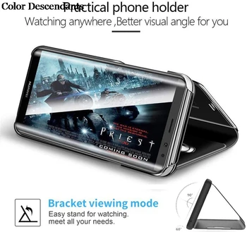Prabangus Veidrodis Peržiūrėti Smart Flip Case Sony Xperia XZ3 XperiaXZ3 XZ 3 Etui originalus Magnetinis fundas ant Nugaros, Odinis Telefono Dangtelį