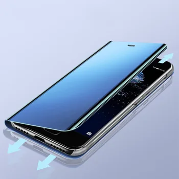 Prabangus Veidrodis Smart View Odinis dėklas, Skirtas Samsung galaxy A7 A8 A6 J4 J5 J6 J8 S8 S9 Plus 9 Pastaba C7, C9 Pro Flip Cover Stovėti Coque