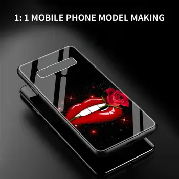 Prabangūs Lūpų dažai Kiss Stiklo Telefono dėklas Samsung Galaxy S20 S21 FE S10 Pastaba 10 20 Ultra 5G 9 S9 Plus S10e Padengti Rubisafe