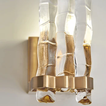 Prabangūs Miegamojo Sienos Žiburiai Modernių Stiklo Paplotėlis TV Foną, Aukso Laiptų Lempos
