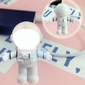 Praktiškas Ir LovelyUSB LED Reguliuojamas Naktį Šviesos Astronautas Astronautas Kompiuterių PC Lempa, Stalas Šviesos Vaiskiai Balta
