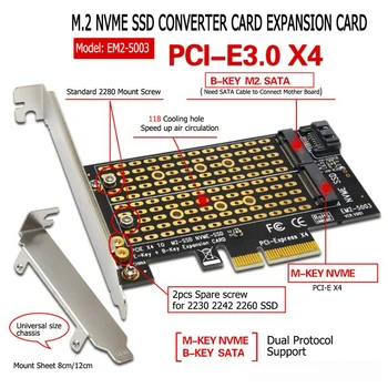 Pridėti Korteles PCIE į M2/M. 2 Adapteris SATA M. 2 SSD PCIE Adapteris NVME/M2 PCIE Adapteris SSD M2 SATA PCI-E Card Klavišą M +B Raktas