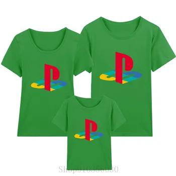PS playstation logotipas mama ir kūdikis berniukas atitikimo komplektus viršūnes mergaitėms berniukų drabužius, motina ir dukra, suknelės, vestuvių