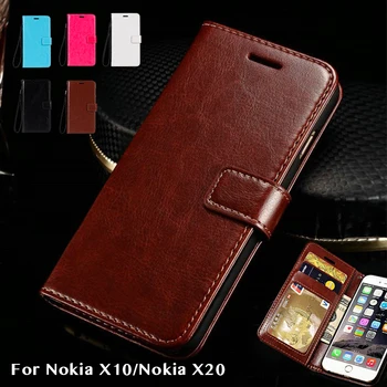PU Odos Flip Case For Nokia X10 Kortelės Turėtojas Silikono Foto Rėmelis Atveju Piniginės Dangtelį 