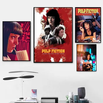 Pulp Fiction Klasikinis Filmas Quentin Tarantino Senovinių plakatų ir grafikos Meno Tapybos Šilko, Drobės, sienos nuotraukas, už kambarį