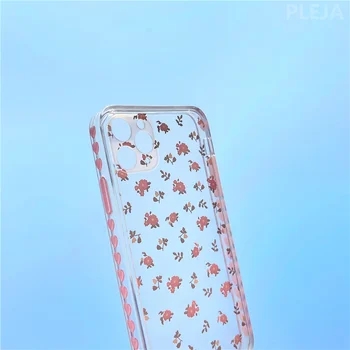 Pusėje Spausdinti Pink Gėlių Aišku, Mielas, Telefono dėklas skirtas iPhone 12 mini Pro 11 Max 7 8 Plus X XR XS Max SE 2020 Galinį Dangtelį Minkštas Coque