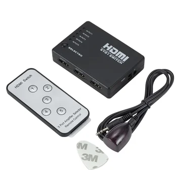 PzzPss 5 Port HDMI Switch 1080p Selektorių Splitter centras su infraraudonųjų SPINDULIŲ Nuotolinio valdymo pultelis HDTV DVD BOX HDMI Switcher 5 In 1 Out