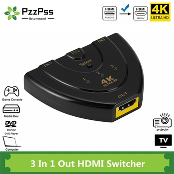 PzzPss HDMI Switcher HDMI Splitter 3 Uostus, Mini 4K*2K Jungiklis Konverteris, 1080P DVD HDTV PC Projektorius 3 in 1 out Port Hub