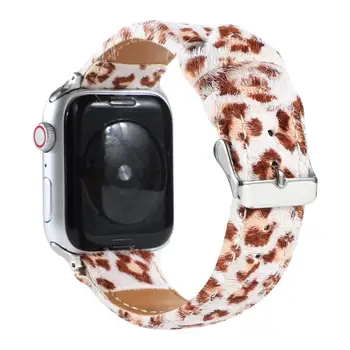 Pūkas Leopardas Spausdinti Odos Watchbands apple watch band SE 6 5 40mm 44mm Apyrankė iWatch Dirželis serijos 4 3 38mm 42mm Diržas