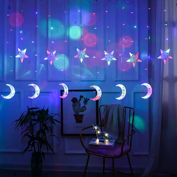 QIFU Moon Star Light EID Mubarakas Ramadanas Dekoracija Namuose Eid Al Adha Kareem Ramadanas ir Eid Dekoro Islamo Musulmonų Šalis Dekoras