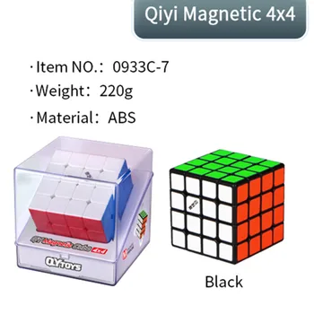 Qiyi Magnetinio Juodoji Magija Kubeliai Kubas 4 x 4 Mofangge 4x4x4 MS Greitis Kubo Stickerless Magnetai Cubo Magico Švietimo Žaislai Nerimas