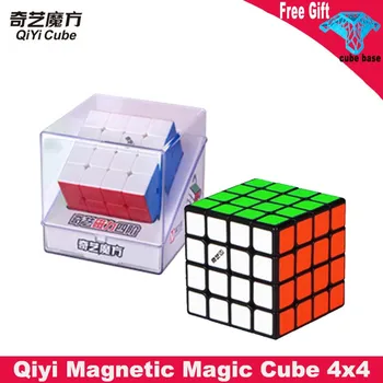 Qiyi Magnetinio Juodoji Magija Kubeliai Kubas 4 x 4 Mofangge 4x4x4 MS Greitis Kubo Stickerless Magnetai Cubo Magico Švietimo Žaislai Nerimas