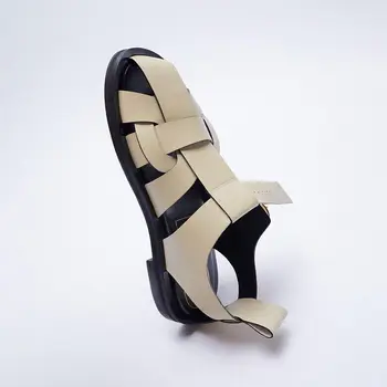 QUNSHENGRUI Naujos kartos galvos kuprinė butas atidaryti tuščiaviduriai lady sandalai Romėnų stiliaus kietas juoda gatvės mados moterų sandalai