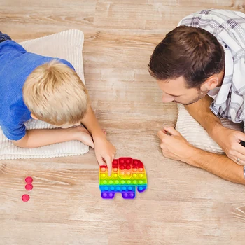 Rainbow Push Burbulas Jutimo Žaislas Autizmo Anti Stresas Karikatūros Silikono Išspausti Žaislas симпл димпл игрушки