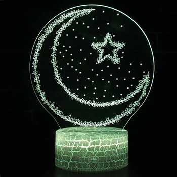 Ramadanas Dekoracija Namuose 3D LED Naktį, Šviesos, Mėnulis, Žvaigždės, Nuotolinio Valdymo Spalvinga Lentelė Stalo Lempos Islamo Mubarakas Ramadanas Dovanos