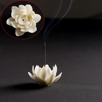 Rankų Darbo Budistų Aromaterapija Censer Naudoti Biuro Arbatos Keramikos White Lotus Smilkalų Degiklis Namų Dekoro Smilkalų Lazdelės Laikiklis