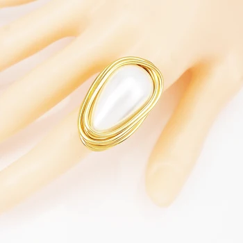 Rankų darbo Vielos Spiralė Pareiškimą Žiedai Moterų Žavesio Imituojamas Pearl Žiedai, Pirštas Pareiškimą Derliaus Žiedai, Papuošalai UKMOC