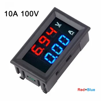Raudona Mėlyna LED Ekranas DC 0-100V 10A Dual Digital Voltmeter Amp Voltas Metrui Ammeter