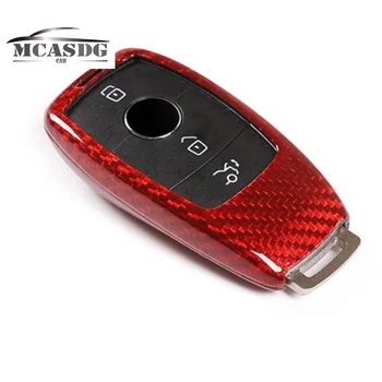 Raudona Nekilnojamojo Anglies Pluošto Klavišą Case Cover Tinka Mercedes 2019-20 C W205 W213 W177