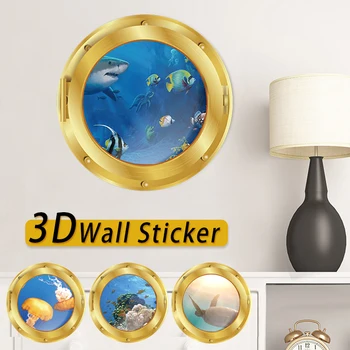 Realus Langą 3D Jūros Pasaulis Sienų Lipdukai PVC Tapetai Diametras 29cm Gyvenimo Kambario, Miegamasis Apdailos A1