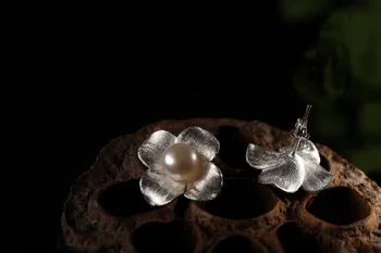 REETI 925 sterlingas sidabro gėlė pearl Stud Auskarai Moterims, Elegantiškas Vestuvių Papuošalai pendientes mujer moda 2019 Brincos