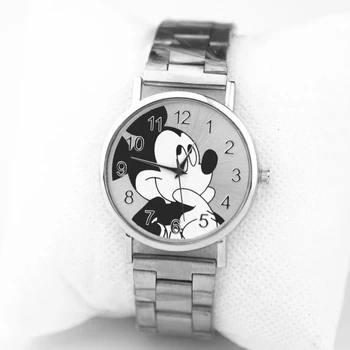 Reloj Muje 2021New Prabanga Animacinių filmų Mickey Moterų Žiūrėti Mados Sidabro, Plieno Juostos Tinklelio Juostos Ponios Kvarciniai Laikrodžiai Pora Dovana Часы