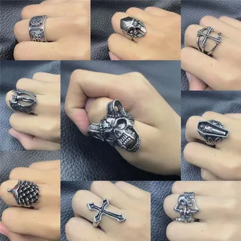Retro cross žiedas sidabro spalvos metalo, punk atidarykite reguliuojamas gyvūnų perdėti žiedas ponios ir vyriški šaliai, papuošalai, dovanos