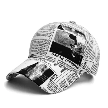 Retro Laikraštis Moterų kepuraičių Vyrų Snapback Gorras Kepurės Skrybėlės nuo saulės skrybėlę Casquette Kaulų Moterų Tėtis Bžūp Sombrero Hombre