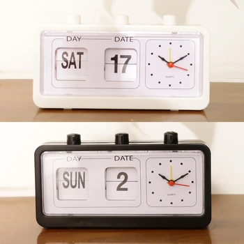 Retro Lentelė Auto Flip Laikrodis Ne-tiksi Laikrodis Kalendorius su Dienos Data Ekranas