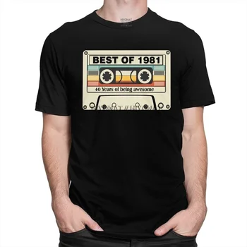 Retro Nuostabus 1981 Kasetės Marškinėliai Homme Pre-sumažėjo Medvilnė Tee 40 Gimtadienio Dovanos Marškinėlius trumpomis Rankovėmis Grafinis T-shirt Merch