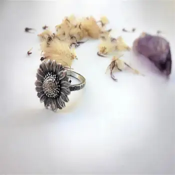 Retro Stiliaus Saulėgrąžų Moterų Žiedai Vestuvės Vestuvinis Žiedas Paprastas Gėlių Mados Šaliai, Papuošalai