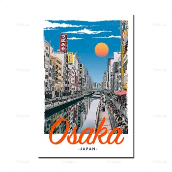 Retro Vintage Stiliaus Kelionių Plakatas Osaka, Japonija Aliejaus Tapybai Plakatai ir Spausdinama ant Drobės, Sienos Meno Modulinių Namų Puošybai Nuotrauką