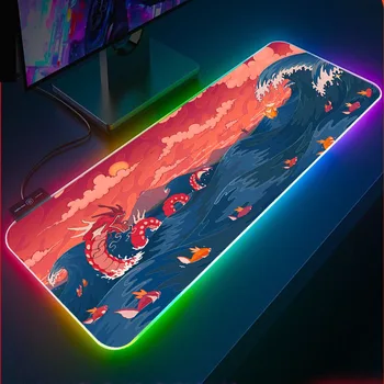 RGB anime vandenyno bangos didelis žaidimų pelės mygtukai LED šviesos office žaidimas priedai dask kilimėlis XXL vandeniui namų kiliminė danga, kilimėliai
