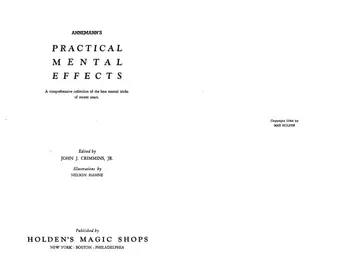 Richard Osterlind - Annemann Praktinio Psichikos Poveikis (1-6) Magija gudrybės