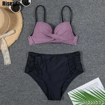 Riseado Aukšto Juosmens Bikini Moterų maudymosi Kostiumėliai, 2021 Push Up Maudymosi Moterų Maudymosi Kostiumą Dot Seksualus Bikini Susukti Biquini Vasaros