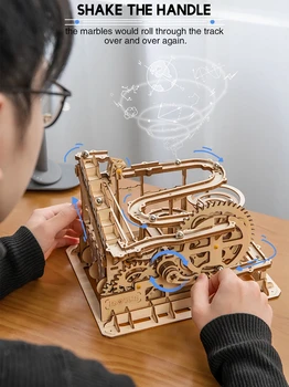 Robotime Marmuro Paleisti Nustatyti 3D Medinio Modelio Kūrimo Bloką Waterwheel Dėlionės Rinkinį Asamblėjos Žaislą Dovanų 4 Rūšių Prieinami Vaikams