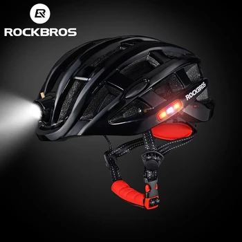 ROCKBROS Dviračio Šalmas Su LED Šviesos USB Įkrovimo Dviračių Šalmai Kalnų Keliais Dviračio Šalmas Sporto Saugus Skrybėlę Su Šviesa