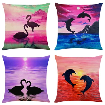 Romantiška Gyvūnų Pagalvėlė Padengti Dekoratyvinės Pagalvės Flamingo Spausdinti Pagalvėlės Namų Dekoro Linų Mesti Pagalvės, Sofos Užvalkalas