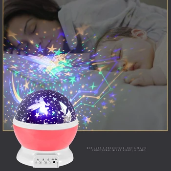 Romantiška Svajonė Pasukimo USB Baterija LED Žvaigždėtą Naktį, Šviesos, Žvaigždės Formos Projektorius, Vaikams, Vaikų, Miegamojo, Lempos