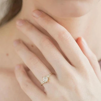 Romantiška Vestuvių Žiedai, Papuošalai Kubinių Zirconia Žiedas Moterims Geometrinis Aikštėje Žiedai Priedai