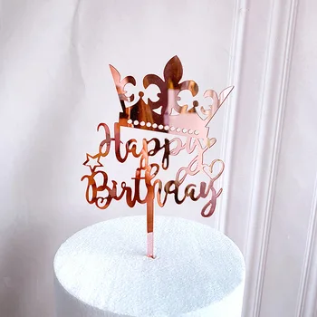 Rose Aukso Laimingas Gimtadienio Tortas Topper Dvipusis Veidrodis Iš Akrilo Aukso Cupcake Rėžtuvės Laimingas Gimtadienio Prekių Tortas Dekoro