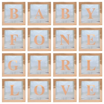 Rose Aukso Skaidrus Raide A-Z Custom Lange Kūdikis Pavadinimu Baby Shower Langelį Mergina Pirmos 1-ojo Gimtadienio Dekoro Vaikai Babyshowe