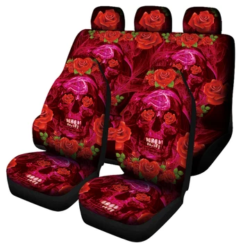 Rose Kaukolė automobilių sėdynės padengti, pilnas komplektas (priekiniai ir galiniai) padalinta sėdynės apsauga, lengva įdiegti, tinka VISUREIGIS