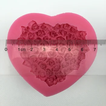 Rožės gėlių širdies formos Figūrą 3D minkštas pyragas silikono formos virtuvės jello konditerijos muilo žvakė keksiukų dekoravimo priemonės F0299
