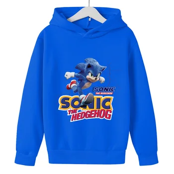 Rudens/Žiemos Viršūnes Sonic ilgomis Rankovėmis Hoodies Atsitiktinis Kailis Pop tai Anime Drabužius Maža Medvilnės Sweatershirt Gobtuvu Vaikų Kailis