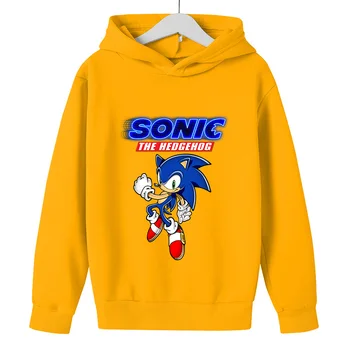 Rudens/Žiemos Viršūnes Sonic ilgomis Rankovėmis Hoodies Atsitiktinis Kailis Pop tai Anime Drabužius Maža Medvilnės Sweatershirt Gobtuvu Vaikų Kailis