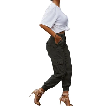 Rudenį Moterų Multi Kišenės Aukšto Liemens Kelnės Kelnės Laisvi Kroviniai Atsitiktinis Sweatpants Hip-Hop, Punk Harajuku Streetwear Kelnės