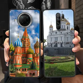 Rusijoje Maskvos Pilies Atveju Xiaomi Redmi Pastaba 9S 8 9 7 10 Pro Max 8T 9C 9T 9A 8A K40 Black Soft Shell 7A Telefono Dangtelį Funda
